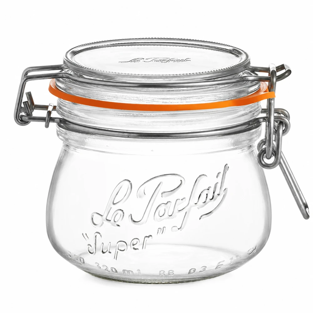 Le Parfait® burk 250 ml Ø70 mm förvaring 250 ml Le Parfait Super förvaringsburk med svängbar topp och gummitätning av klarglas för köket