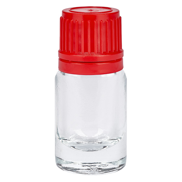 5ml flaska 11mm skruvkork röd säkerhetslock ClearLine UT18/5 5ml flaska 11mm skruvkork röd säkerhetslock ClearLine UT18/5