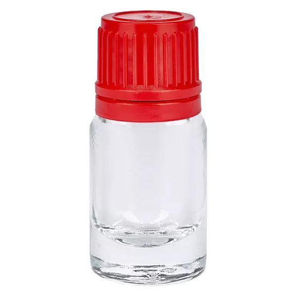 5ml flaska 11mm skruvkork röd säkerhetslock ClearLine UT18/5 5ml flaska 11mm skruvkork röd säkerhetslock ClearLine UT18/5