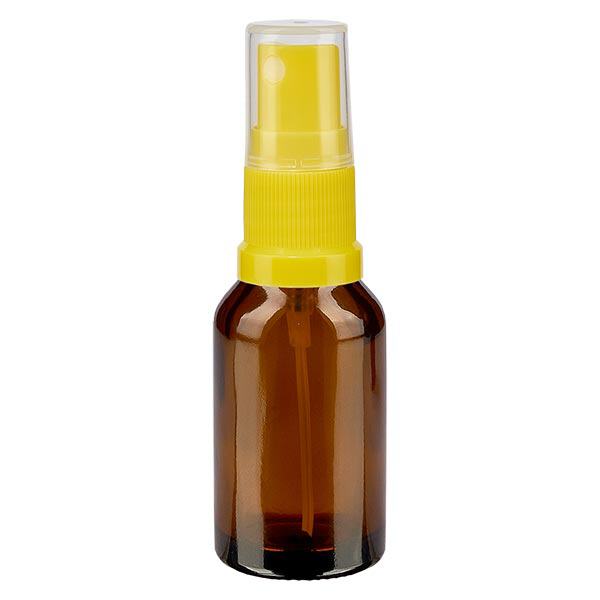 Apoteksflaska brun 15ml spraytillsats gul Apoteksflaska brun 15ml spraytillsats gul