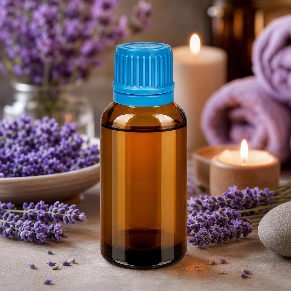 30 ml UV-skyddad bärnstensfärgad glasflaska med blått säkerhetslock för farmaceutiska tillämpningar