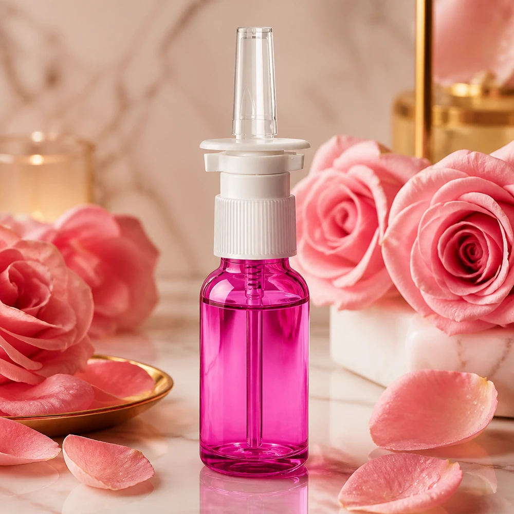 20 ml nässprayflaska av högkvalitativ plast med ergonomiskt sprayhuvud i lila