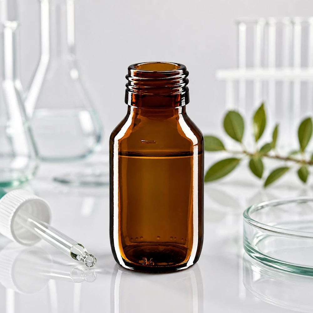 50ml medicinflaska brun, utan lock PP28 ApoGlas 50ml Medizinflasche braunglas wiederverwendbar für individuelle Dosierung PP28 Thread