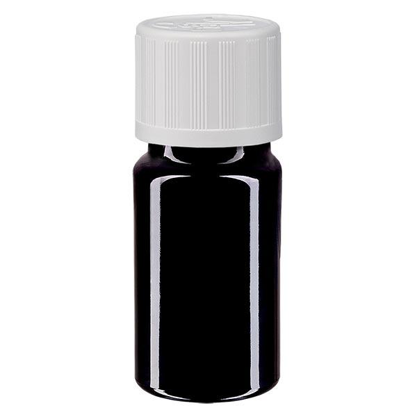 Apoteksflaska violett 5ml dropplock vit barnskyddande standard