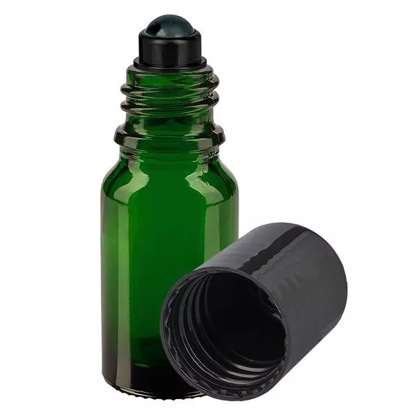 Apoteksflaska grön 10ml roll-on lock svart Apoteksflaska grön 10ml roll-on lock svart