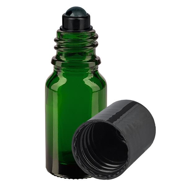 Apoteksflaska grön 10ml roll-on lock svart Apoteksflaska grön 10ml roll-on lock svart