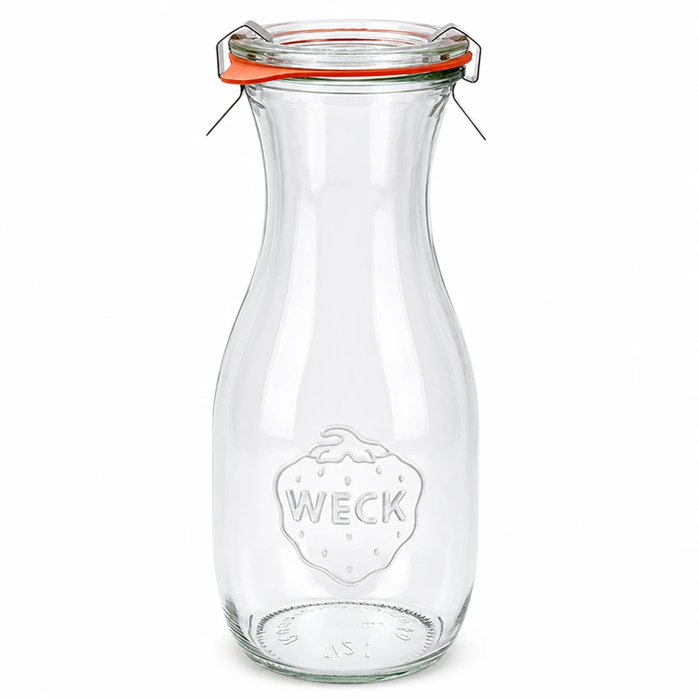 WECK juiceflaska 530 ml med glaslock och gummiring RR60 konserveringsburk för juice och drycker