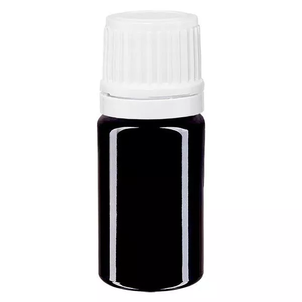 Apoteksflaska violett 5ml skruvkork vit med manipuleringssäker förslutning Apoteksflaska violett 5ml skruvkork vit med manipuleringssäker förslutning