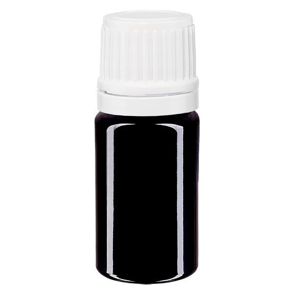 Apoteksflaska violett 5ml skruvkork vit med manipuleringssäker förslutning