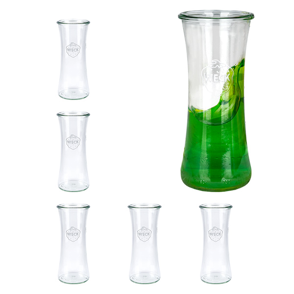 Set med 6 Weck-glasburkar, 700 ml, delikatess, rund, glas
