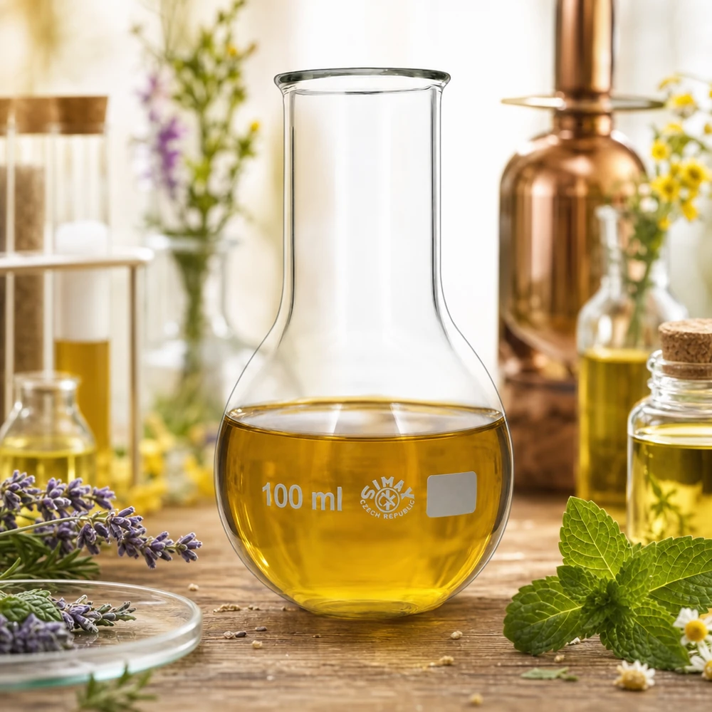 100 ml kolv med rund botten, bred hals och gradering för exakt volymbestämning i laboratoriet