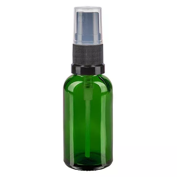 Apoteksflaska grön 30ml spraytopp svart Apoteksflaska grön 30ml spraytopp svart