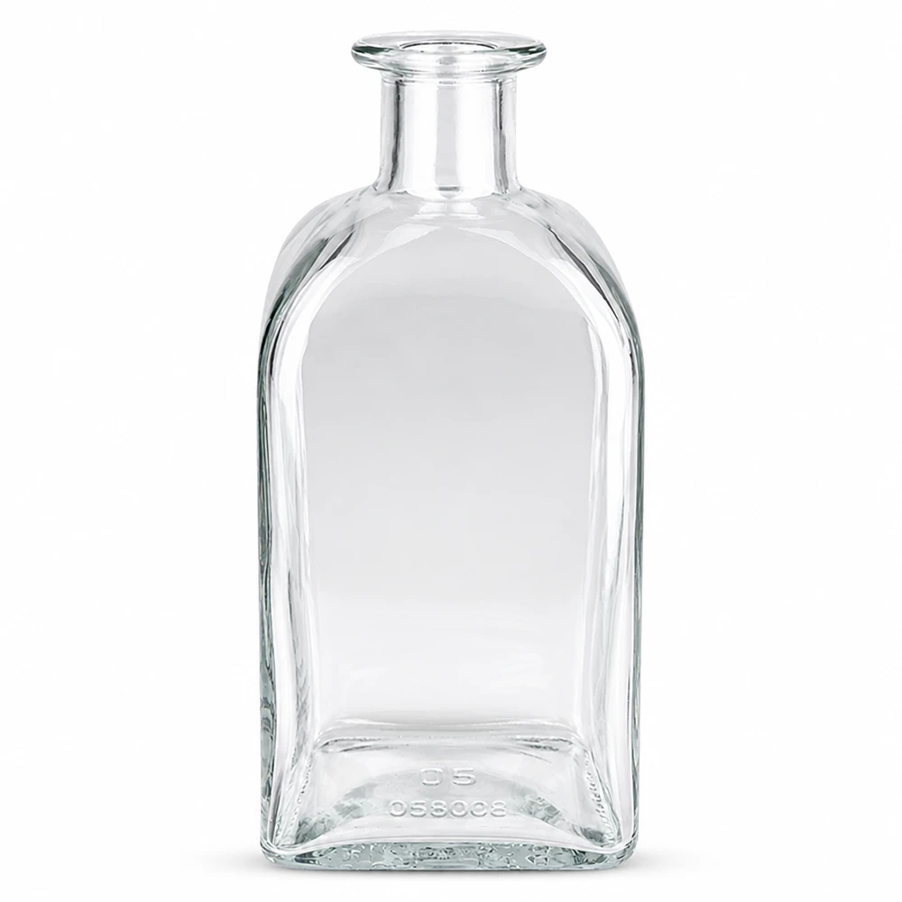 500 ml glasflaska Julia utan lock UNiTWIST transparent rektangulär med kort hals för sprit och oljor