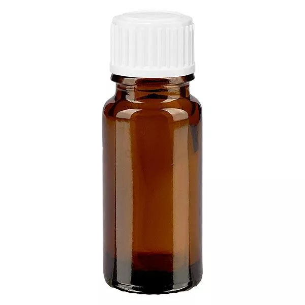 Apoteksflaska brun 10ml skruvlock vita globuler standard Apoteksflaska brun 10ml skruvlock vita globuler standard