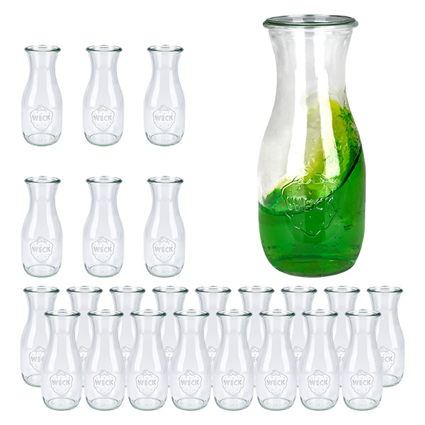 Set med 24 Weck-glas, juiceflaskor, 530 ml.
