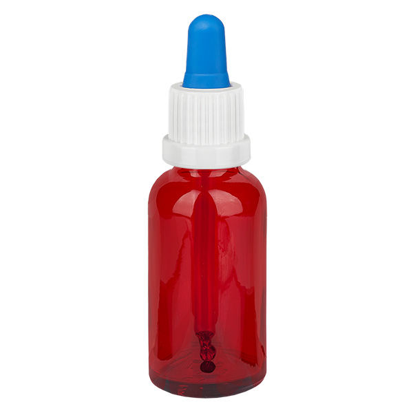 30 ml pipettflaska vit/blå med manipuleringssäkert lock RedLine UT18/30 30 ml pipettflaska vit/blå med manipuleringssäkert lock RedLine UT18/30