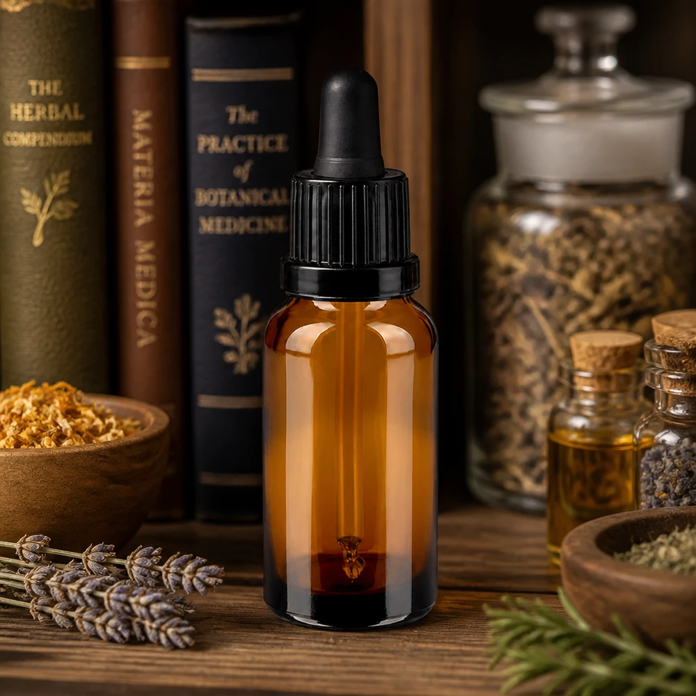 20 ml pipettflaska svart med tamperförslutning BrownLine UT18/20 Kompakt 20 ml pipettflaska med svart dropplock för exakt applicering av eteriska oljor
