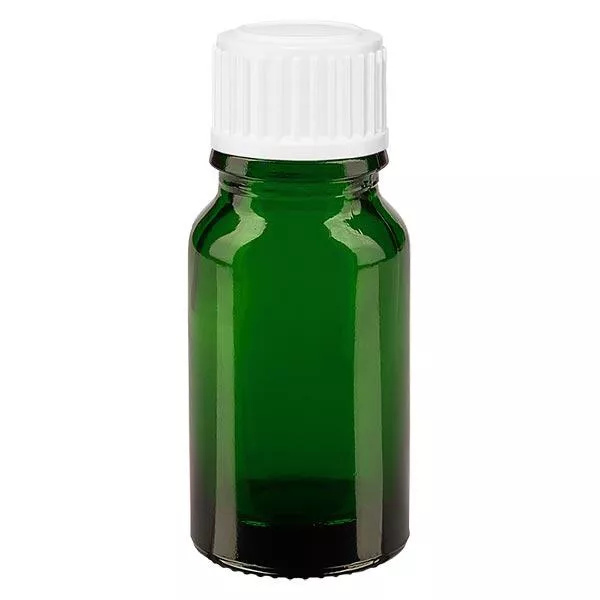 Apoteksflaska grön 10ml droppflaska vit 0,8mm standard Apoteksflaska grön 10ml droppflaska vit 0,8mm standard