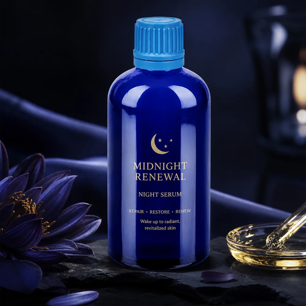 100ml flaska 11mm skruvkork blå säkerhetsförslutning BlueLine UT18/100 Professionell 100 ml blå glasflaska med SV-lock för högkvalitativa serum och oljor