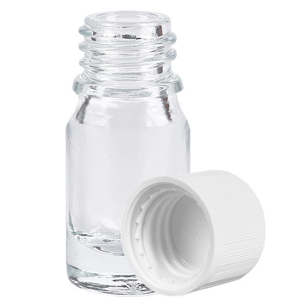 5ml flaska 11mm skruvkork vit standard sabotagesäker ClearLine UT18/5 5ml flaska 11mm skruvkork vit standard sabotagesäker ClearLine UT18/5