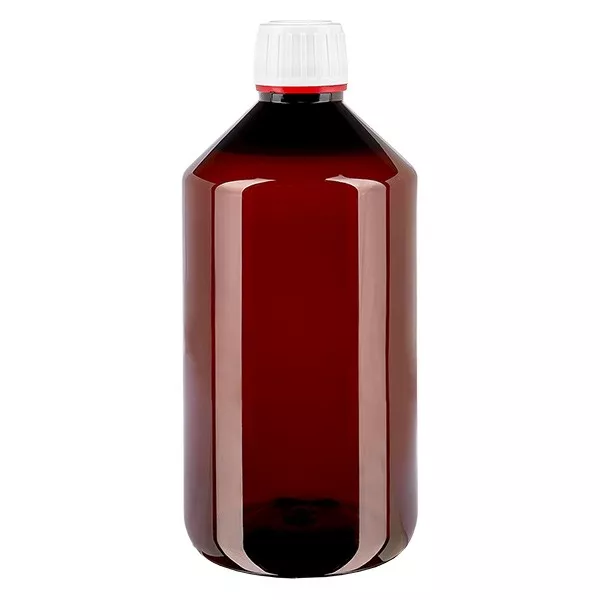 PET-flaska 750 ml med vit/röd kapsyl PET-flaska 750 ml med vit/röd kapsyl