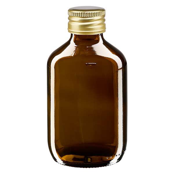200 ml medicinflaska brun, med guldfärgat aluminiumlock ApoGlas 200 ml medicinflaska brun, med guldfärgat aluminiumlock ApoGlas