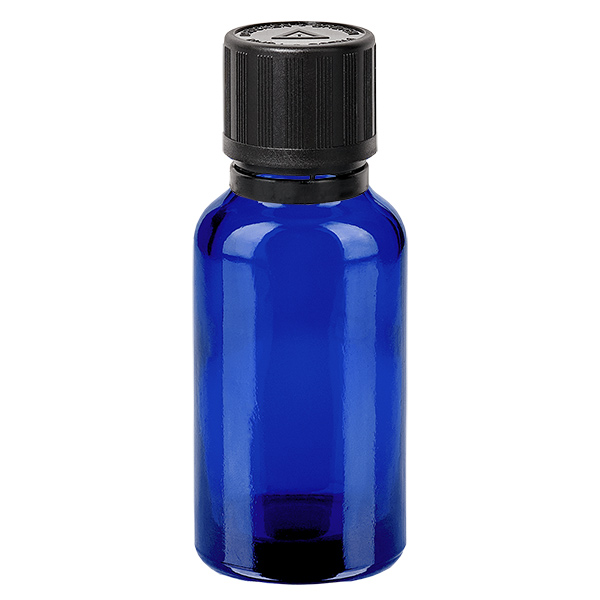 20ml Droppflaska 1mm svart säkerhetslock Barnsäkerhetslås Blind varningssymbol BlueL. UT18/20