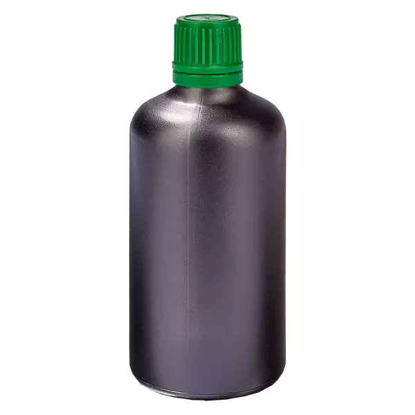 100ml flaska 11mm skruvkork grönt manipulationsskyddat lock BlackLine UT18/100 100ml flaska 11mm skruvkork grönt manipulationsskyddat lock BlackLine UT18/100