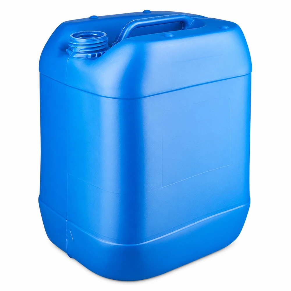 Dunk 20 liter blå utan lock Blå 20-liters plastdunk utan lock, tillverkad av HDPE, med bärhandtag