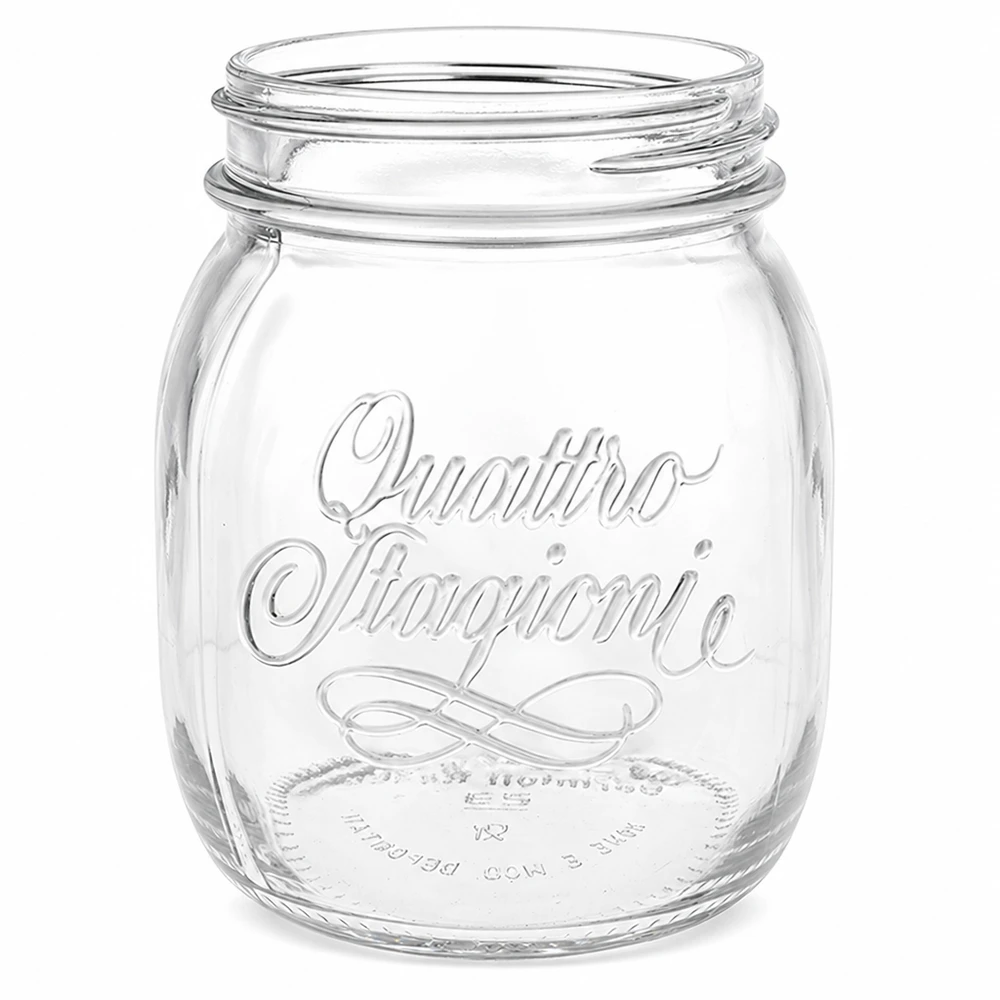 700ml runt glas "Quattro Stagioni" QS86mm 700 ml Quattro Stagioni hushållsburk med skruvgänga, transparent konserveringsburk för konservering och förvaring