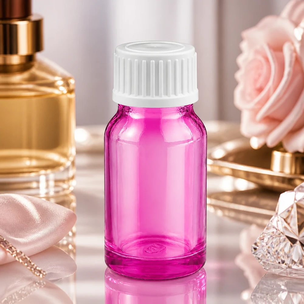 10ml droppflaska 0,9mm vit standard PurpleLine. UT18/10 Kompakt 10 ml glasflaska i lila med vit UT18/10-gänga för enkel hantering
