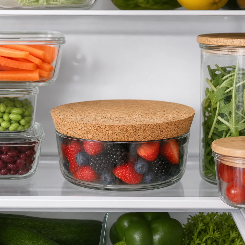 Kork för 94 mm öppning WECK RR100 (ø90/104, H=20 mm) WECK RR100 Korken im Kühlschrank Frischhaltung Beeren Gemüse Salat luftdichte Aufbewahrung Naturkork 94mm Öffnung