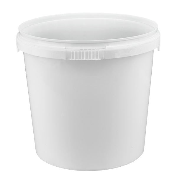 1-liters hink av vit polypropylenplast utan lock 1-liters hink av vit polypropylenplast utan lock