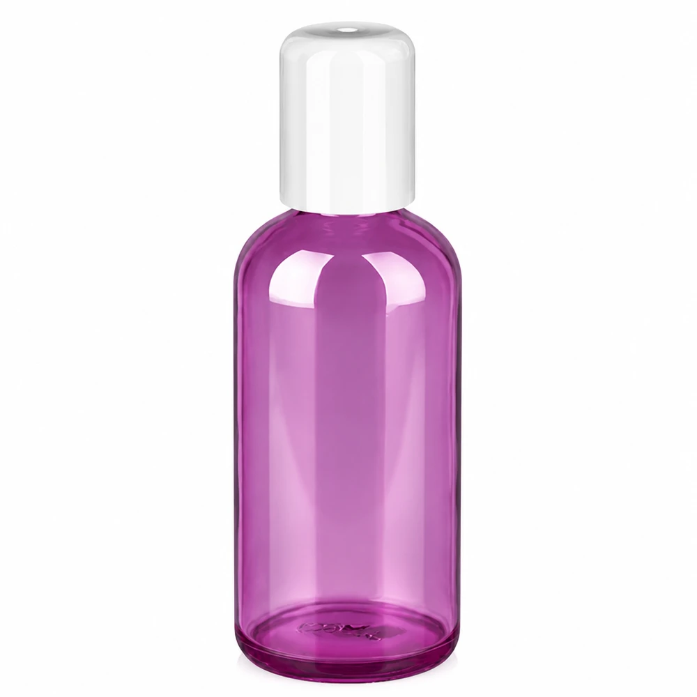 100 ml roll-on-flaska i elegant lila med vitt lock för kosmetika och vårdprodukter