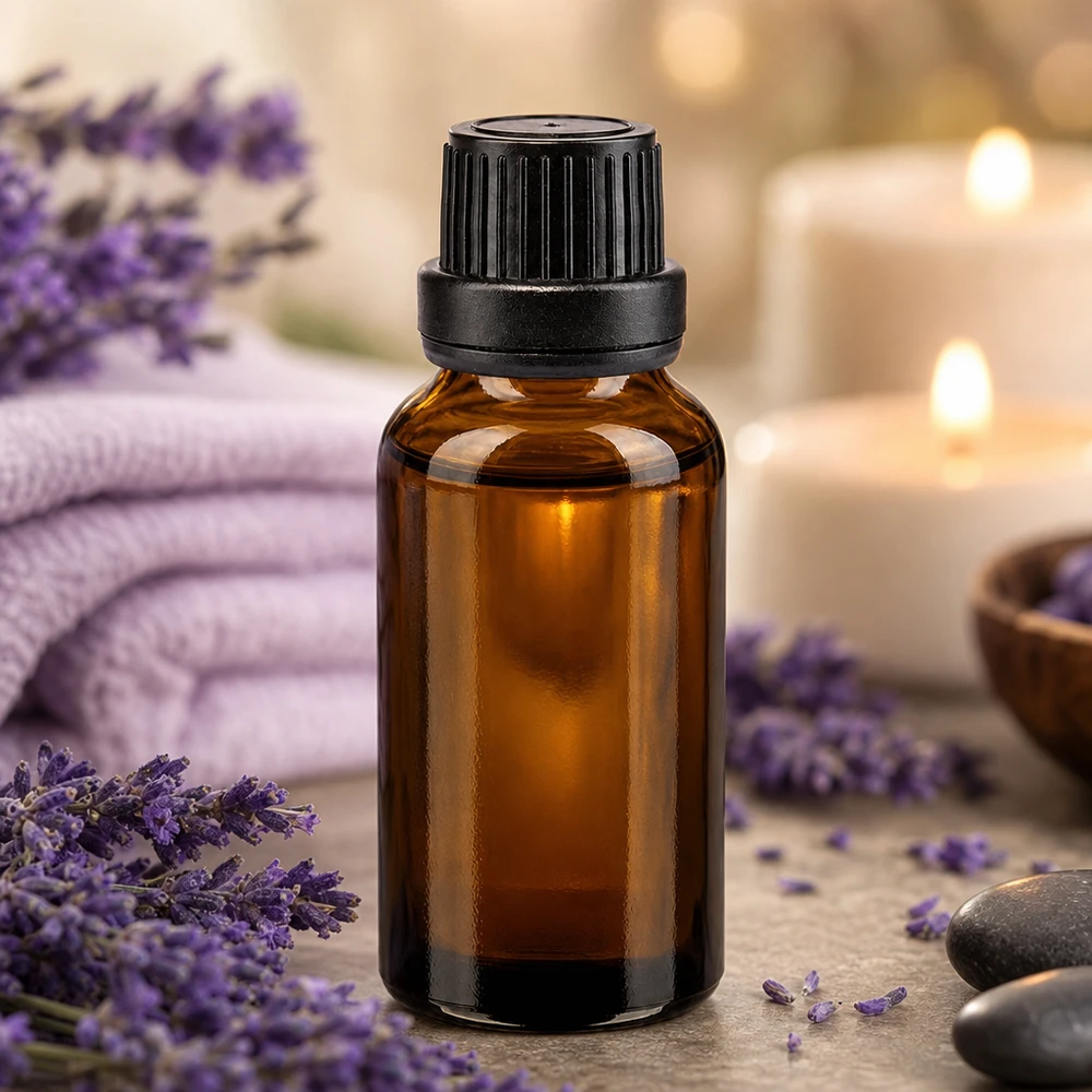 Apoteksflaska brun 20ml skruvkork svart manipulationsskyddad förslutning Brun glasflaska på 20 ml med svart barnsäkerhetslock för aromaterapi och välbefinnande