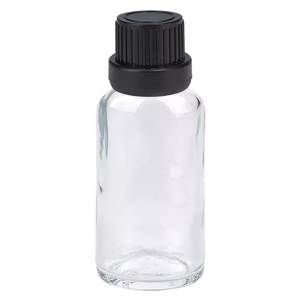 20ml flaska 11mm skruvkork svart säkerhetslock ClearLine UT18/20 20ml flaska 11mm skruvkork svart säkerhetslock ClearLine UT18/20