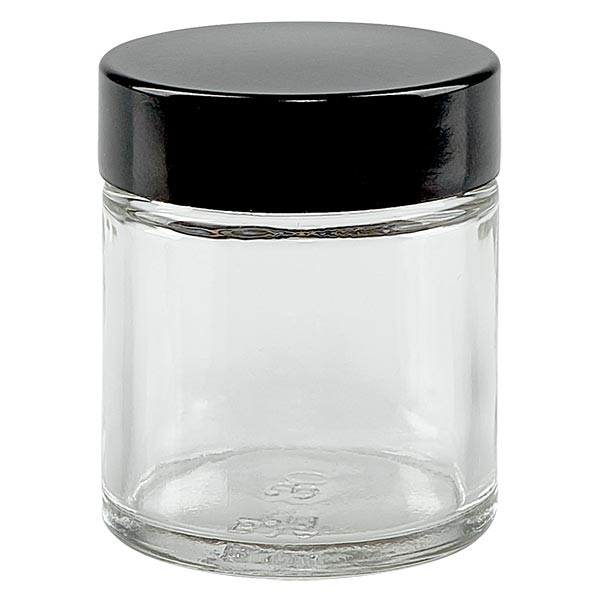 30ml glasburk. klar, med svart bakelitlock ApoGlas 30ml glasburk. klar, med svart bakelitlock ApoGlas