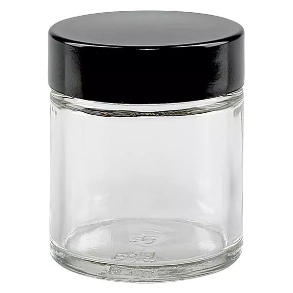 30ml glasburk. klar, med svart bakelitlock ApoGlas 30ml glasburk. klar, med svart bakelitlock ApoGlas