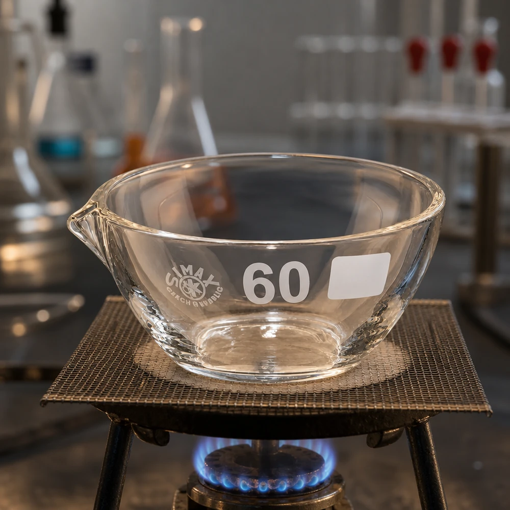 45ml indunstningsskål med pip borosilikat ø60mm Professionell laboratorieskål 45ml med ø60mm pip tillverkad av högkvalitativt borosilikat för forskning