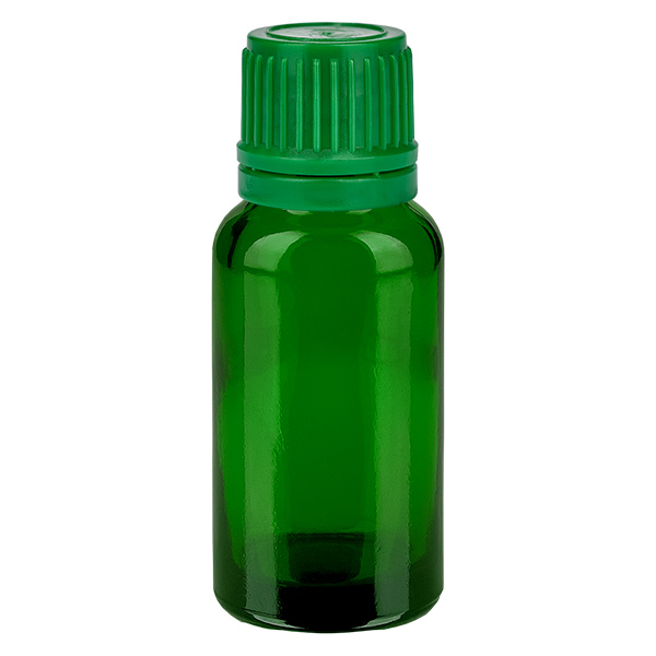 20ml flaska 11mm skruvkork grönt manipulationsskyddat lock GreenLine UT18/20 20ml flaska 11mm skruvkork grönt manipulationsskyddat lock GreenLine UT18/20