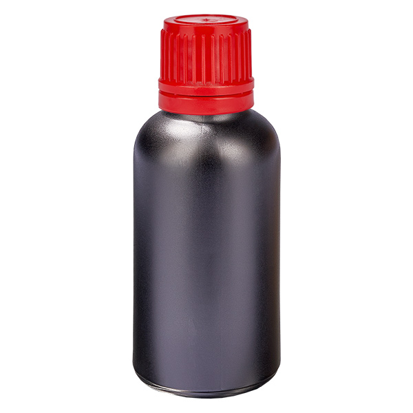 30ml flaska 11mm skruvkork röd sabotagesäker kapsyl BlackLine UT18/30 30ml flaska 11mm skruvkork röd sabotagesäker kapsyl BlackLine UT18/30