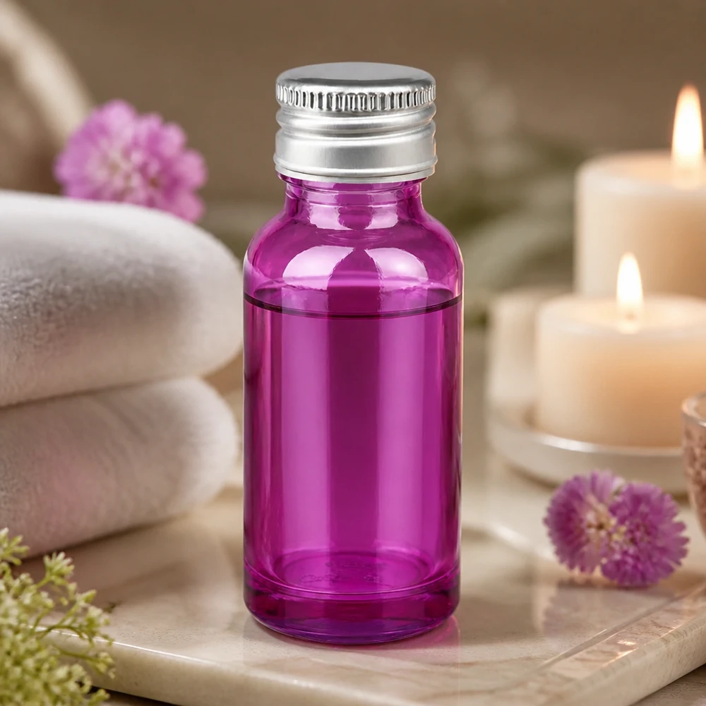 20ml flaska 11mm skruvkork aluminium-silver standard PurpleLine.UT18/20 Kompakt 20 ml violett flaska med räfflat aluminiumlock för exakt dosering av essenser
