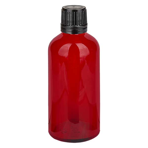 100ml Droppflaska 1mm med säkerhetsförslutning RedL. UT18/100