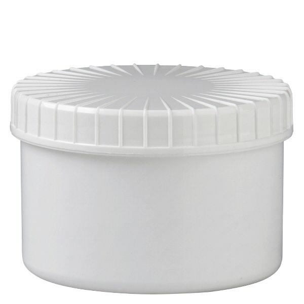 Vit skruvburk 250 ml med räfflat lock Vit skruvburk 250 ml med räfflat lock