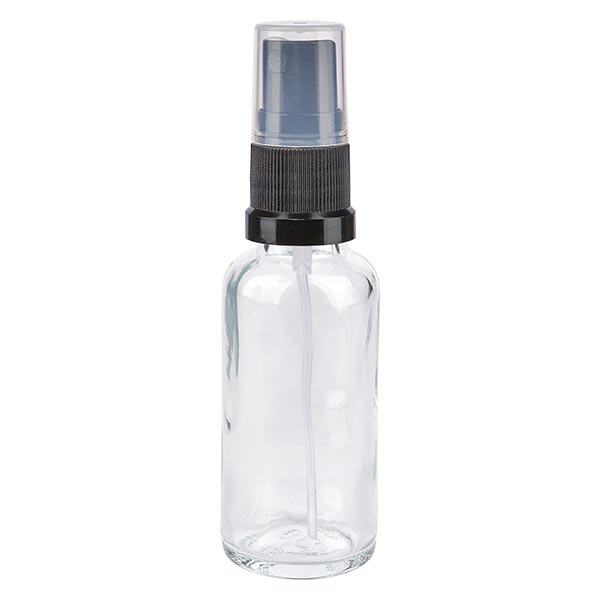 Apoteksflaska klar 30ml spray topp svart Apoteksflaska klar 30ml spray topp svart