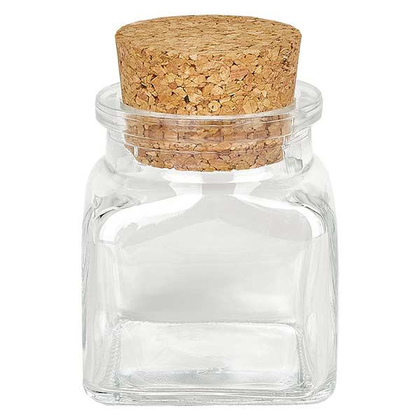 Quadratus 120ml klar, öppning 39mm, med kork 38/42