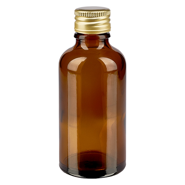 50ml flaska 11mm skruvkork Alu-Guld Standard BrownL. UT18/50