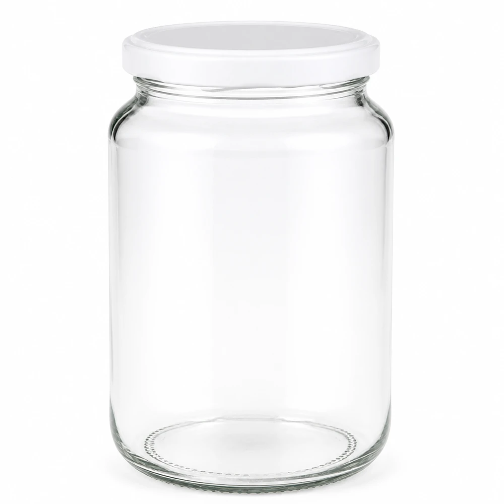 382 ml rund burk med vitt BasicSeal-lock UNiTWIST konserveringsburk transparent förvaringsburk konserveringsburk
