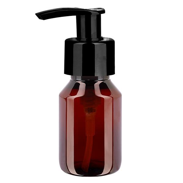 PET-flaska 50ml med dispenserpump svart PET-flaska 50ml med dispenserpump svart