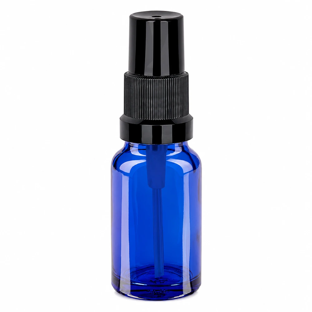 10 ml sprayflaska blå med svart sprayhuvud STD BlueLine UT18/10 för kosmetika och aromaterapi